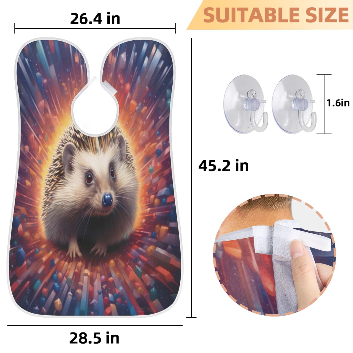 Men's Hedgehog Outer Space Beard Shaving Bib - Waterproof Hair Dye Apron for Barbers & Stylists, Sink Hair Catcher for Beard Trimming & Lineup - Perfect Gift for Grooming & Makeup Artists (Home Salon & Professional Use)