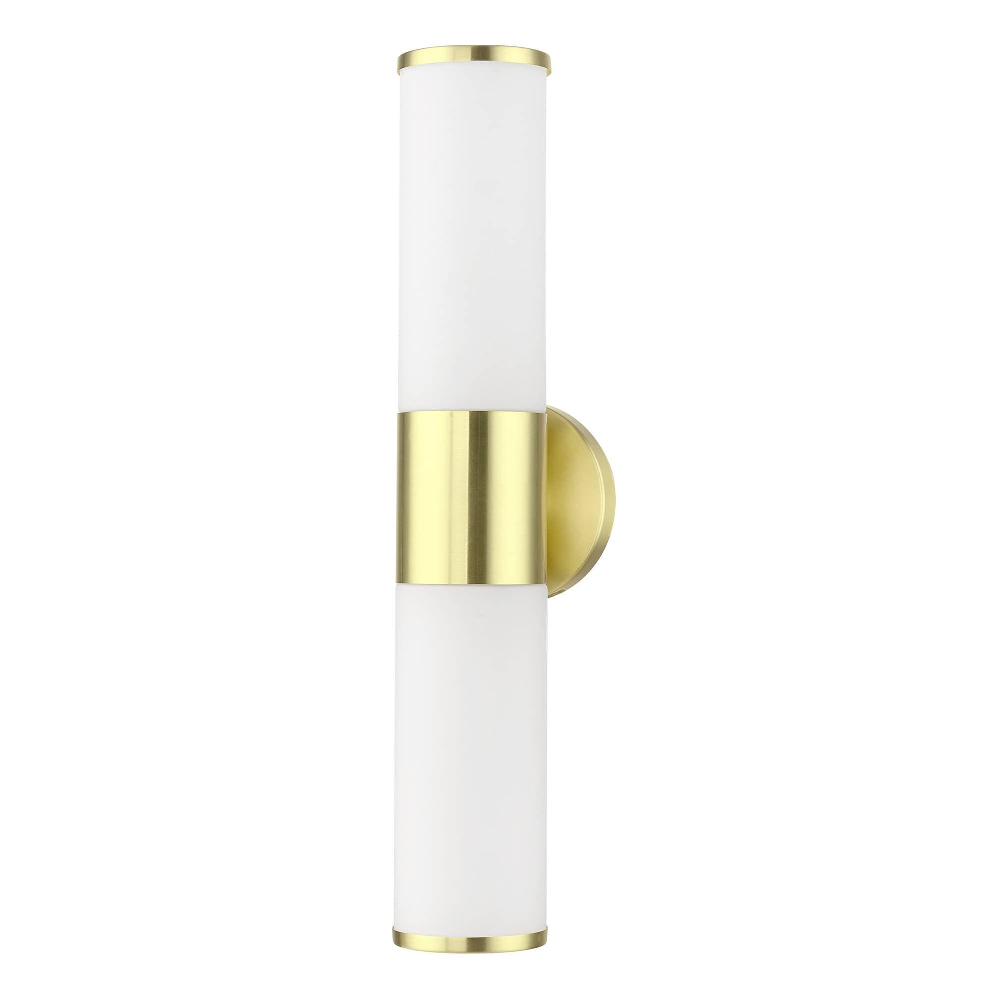 Livex Lighting 16562-12 Lindale 2 Light ADA Vanity Sconce in Satin Brass - 4.25 x 18.5 Inches - Perfect for Bathroom Mirror Lighting and Modern Home Decor
