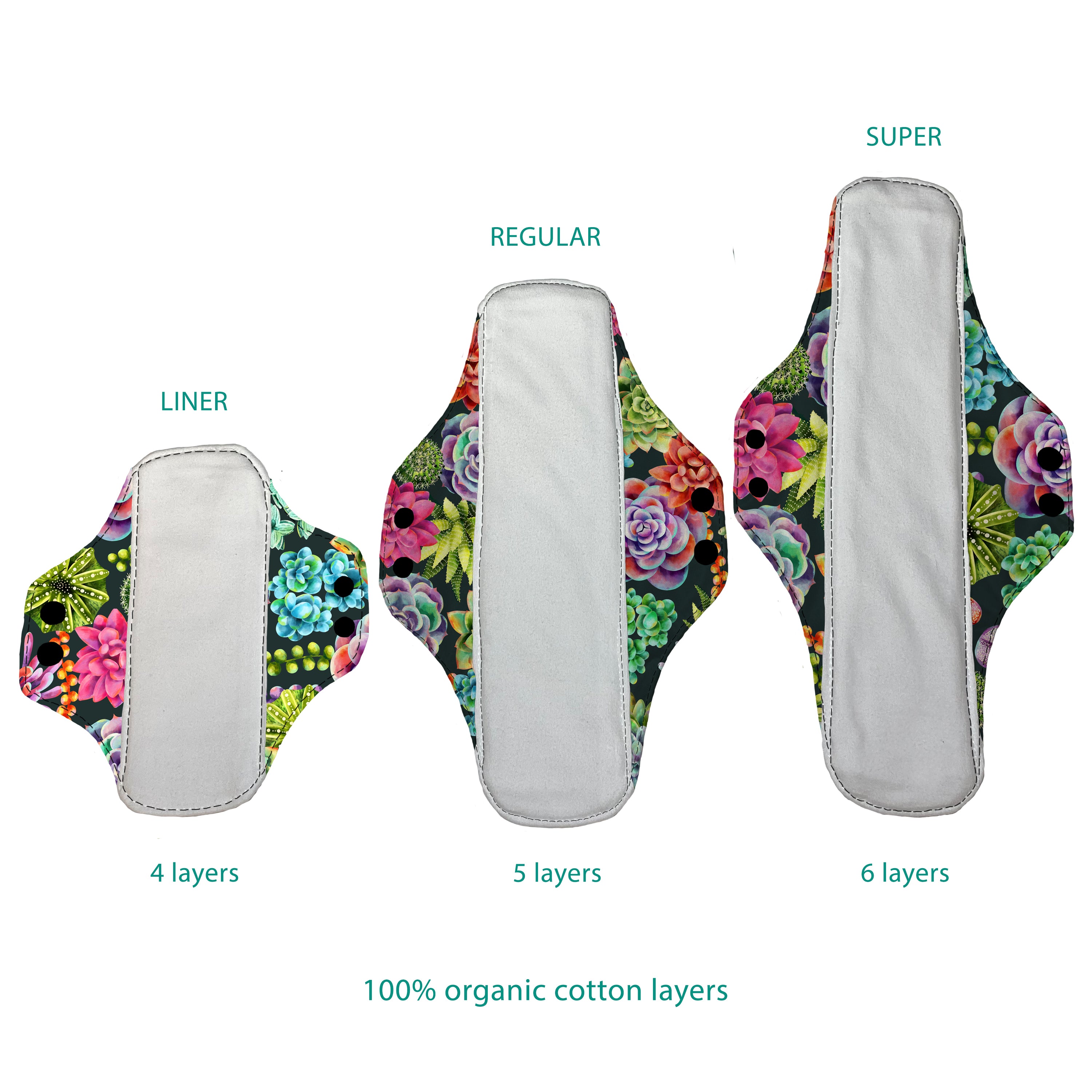 Thirsties Reusable Menstrual Pads - 2 Pack Organic Cotton Cloth Pads for Women | Eco-Friendly Period Pads for Heavy Flow & Overnight Protection | Sustainable Feminine Hygiene Products