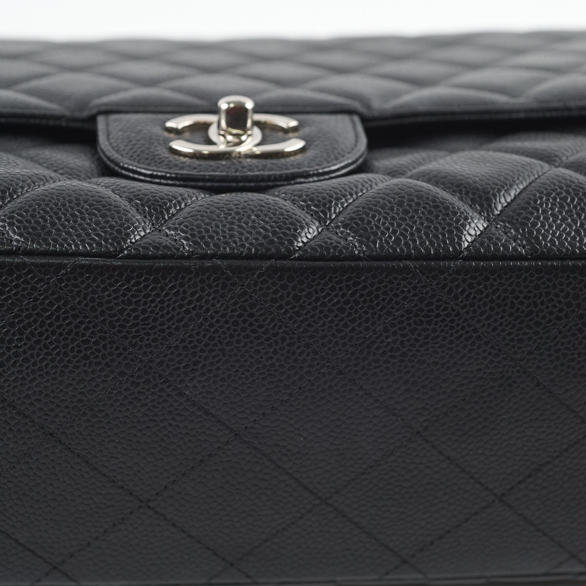 Chanel Maxi Single Flap Bag in Black Caviar Leather with Silver Hardware - Luxury Designer Handbag for Women, Perfect for Evening Events & Special Occasions