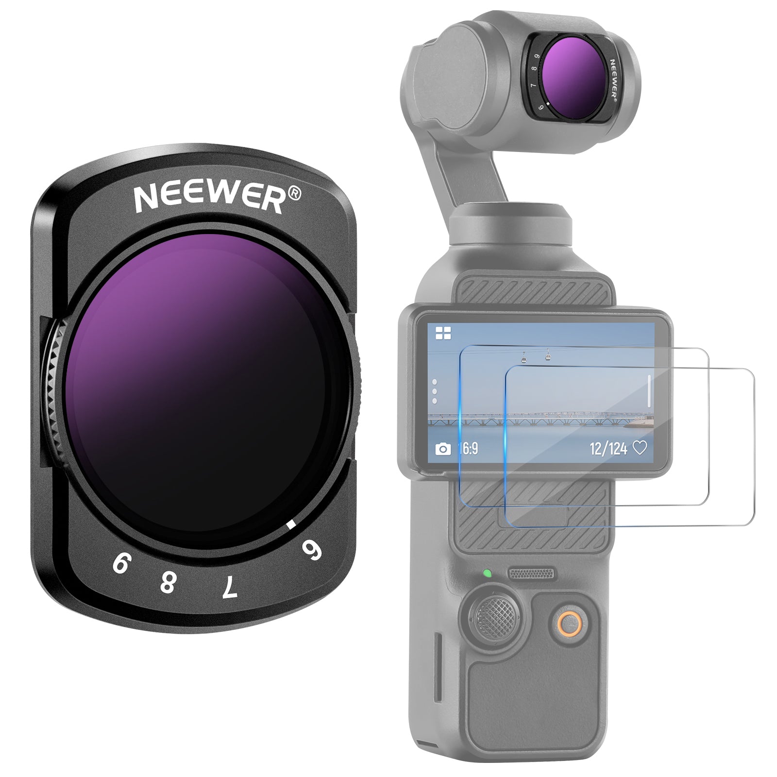 NEEWER FL 51 Variable ND64-512 Filter for DJI Osmo Pocket 3 Camera - Reduce Glare & Control Exposure for Vlogging, Travel & Outdoor Videography