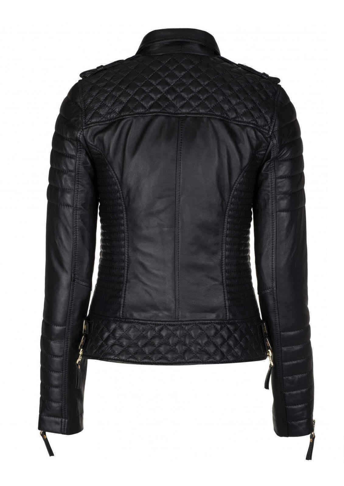 Women's Real Lambskin Leather Jacket - Bomber Style Motorcycle Biker Jacket for Women | Fashion Outerwear for Casual Wear, Night Out & Riding