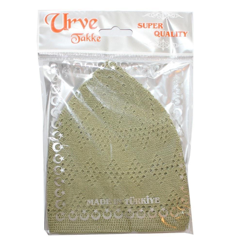 Islamic Men's Knit Cotton Kufi Cap - Light Green | Breathable Prayer Hat for Muslim Men | Perfect for Daily Wear, Mosque Prayer & Islamic Events