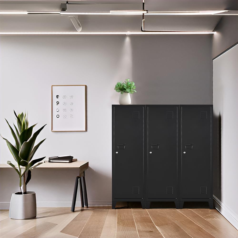 Metal Locker with Doors & Shelves - Secure Storage Cabinet for Small Spaces | Office, Garage, School & Gym Use | Employee & Personal Lockable Storage Solution