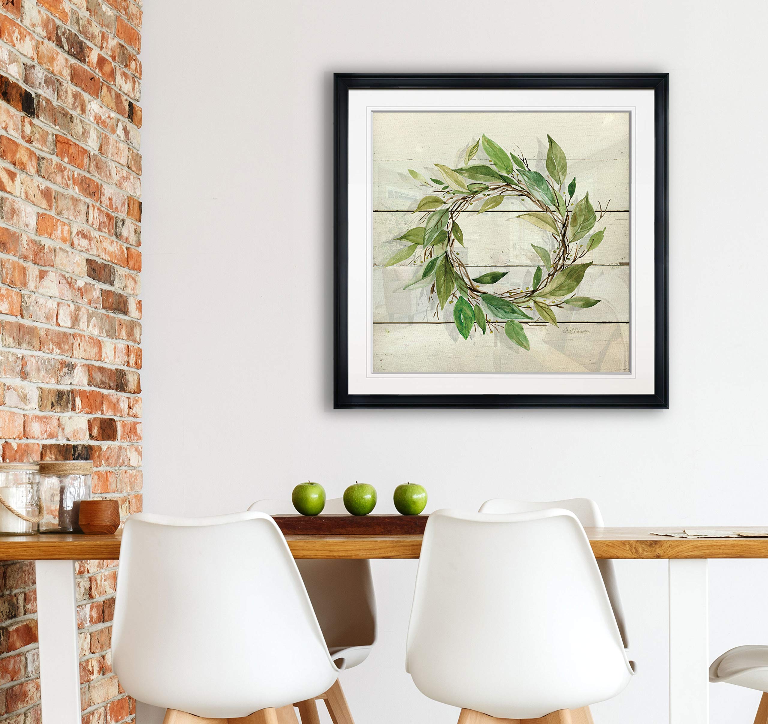Carol Robinson Bay Leaf Wreath Painting - Framed Giclee Canvas Wall Art Print on Wood - Modern Home Decor for Living Room, Bedroom & Office