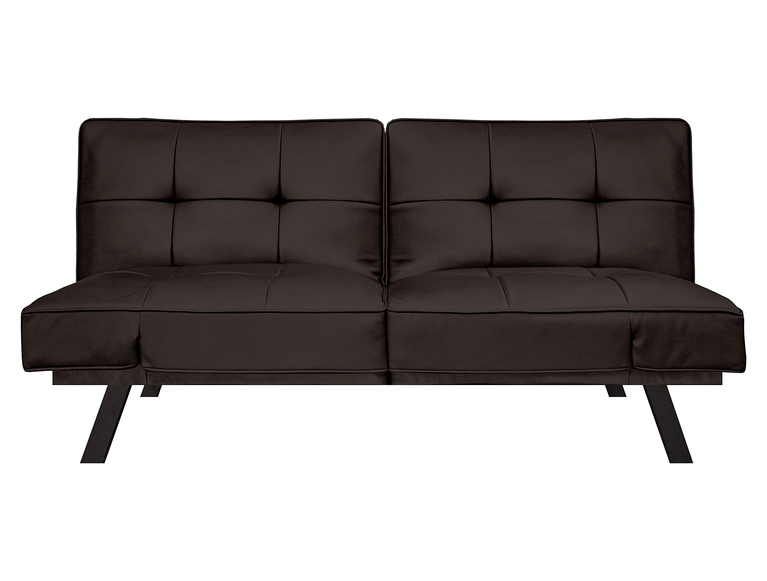Pearington Leather Convertible Sofa Bed - Durable Metal Frame & Legs, Java Brown Futon for Living Room, Guest Room & Small Spaces