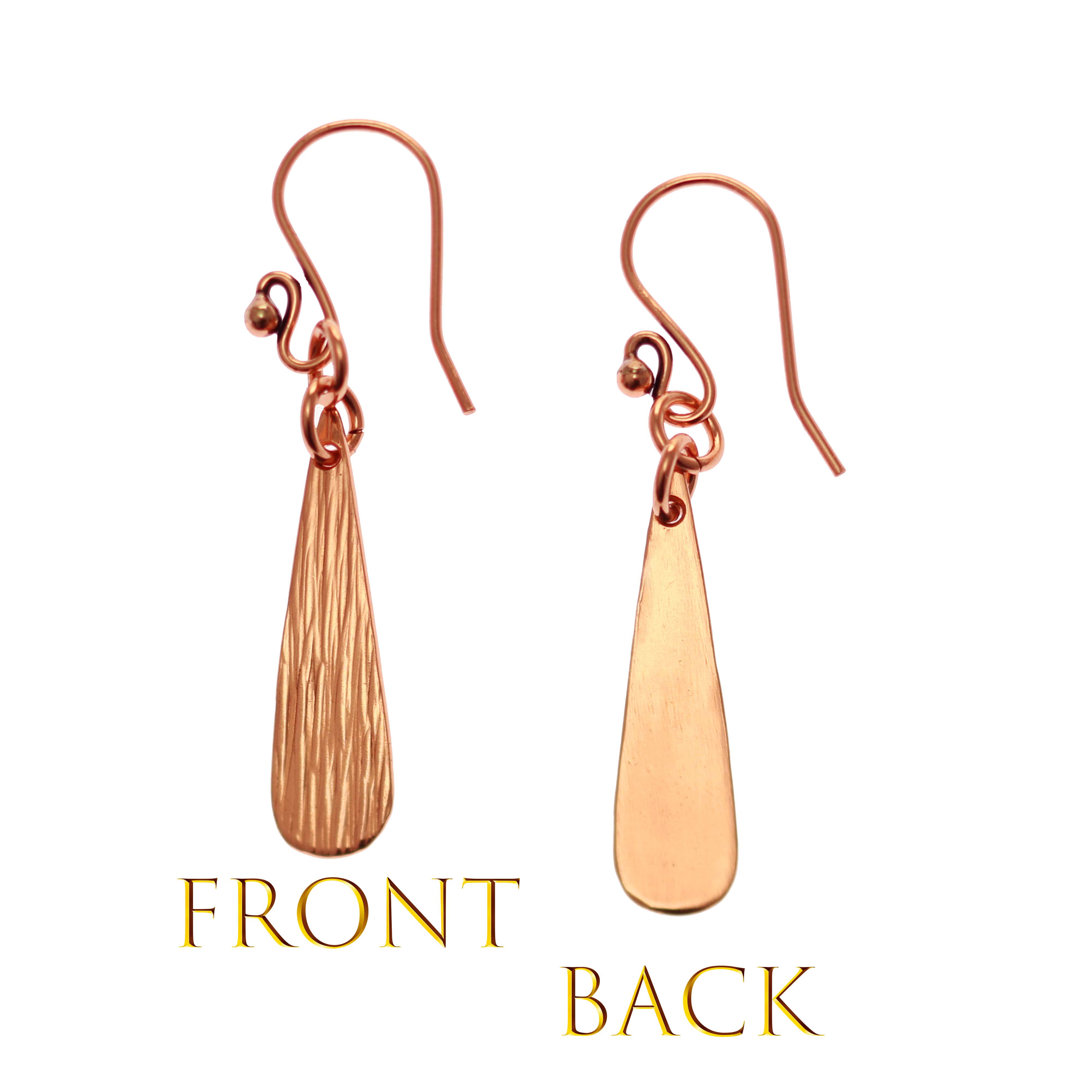 Bark Embossed Mini Copper Teardrop Earrings - Handmade Boho Dangle Earrings for Women - Perfect for Casual Wear, Date Night & Special Occasions