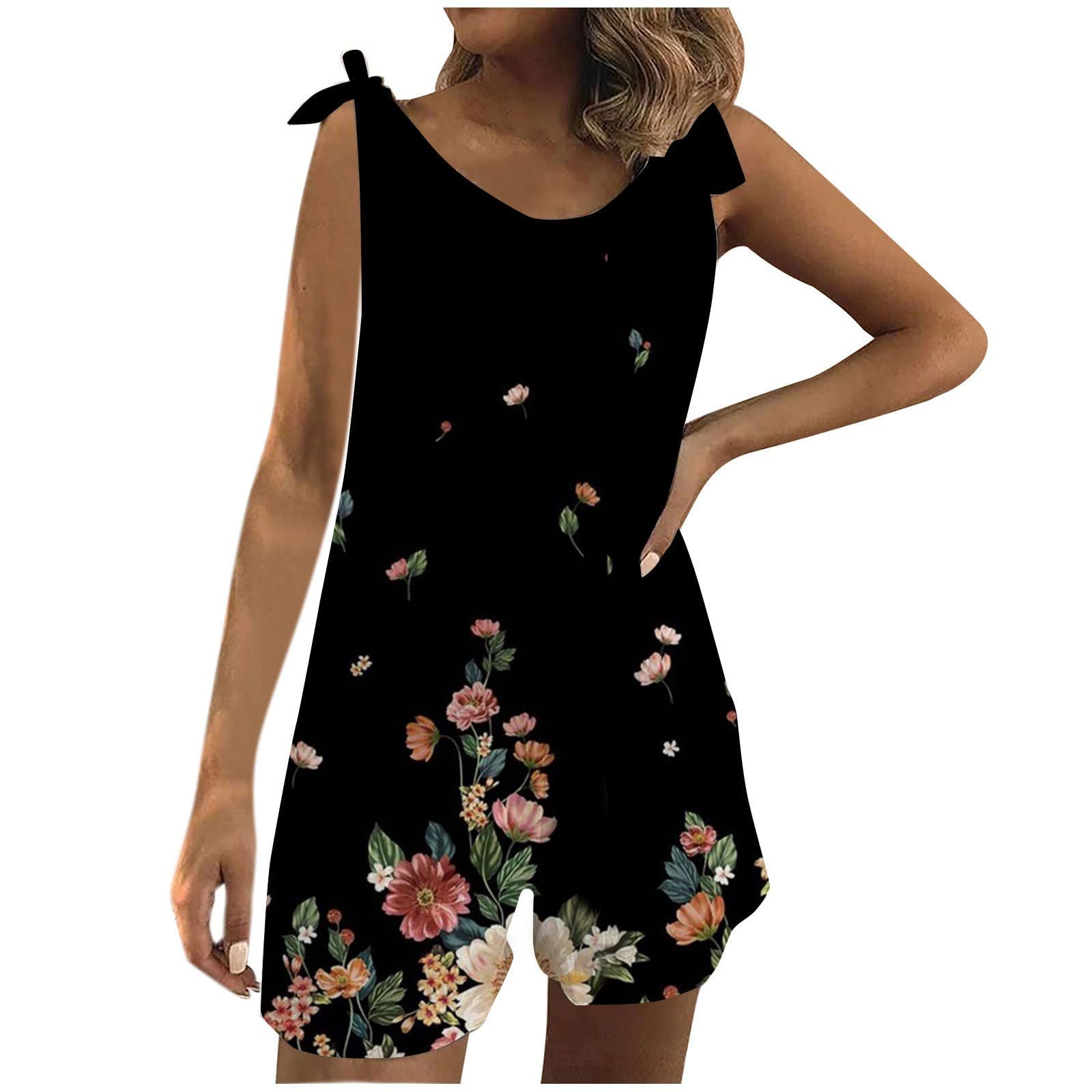 Women's Loose Fit Bandage Jumpsuit - Sleeveless Strappy Graphic One Piece Romper | Casual Summer Outfit for Beach, Party & Vacation