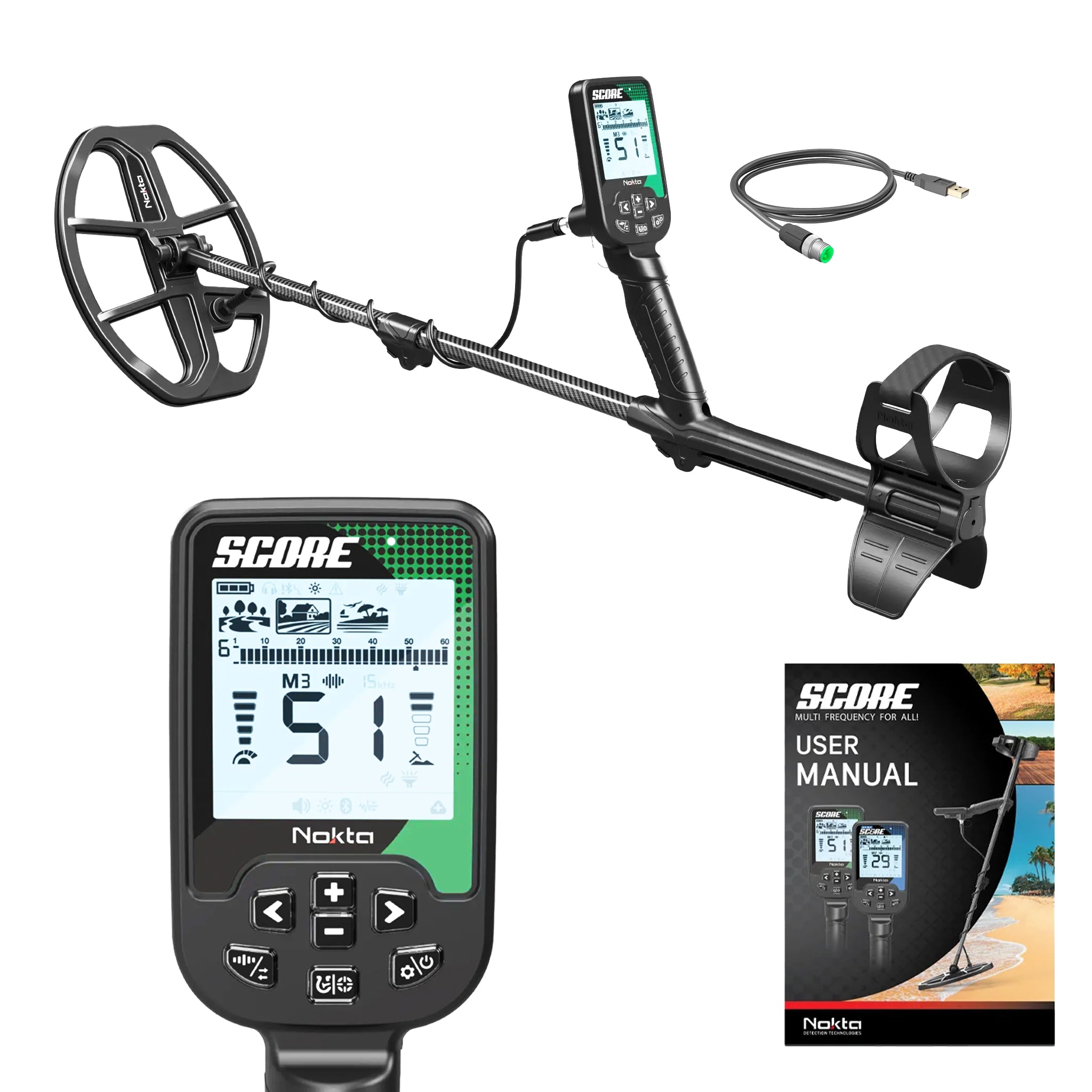 Nokta Score SMF Waterproof Metal Detector for Adults - Professional Gold & Treasure Hunting Equipment with Pinpoint Mode - Ideal for Beach, Park & Outdoor Adventures