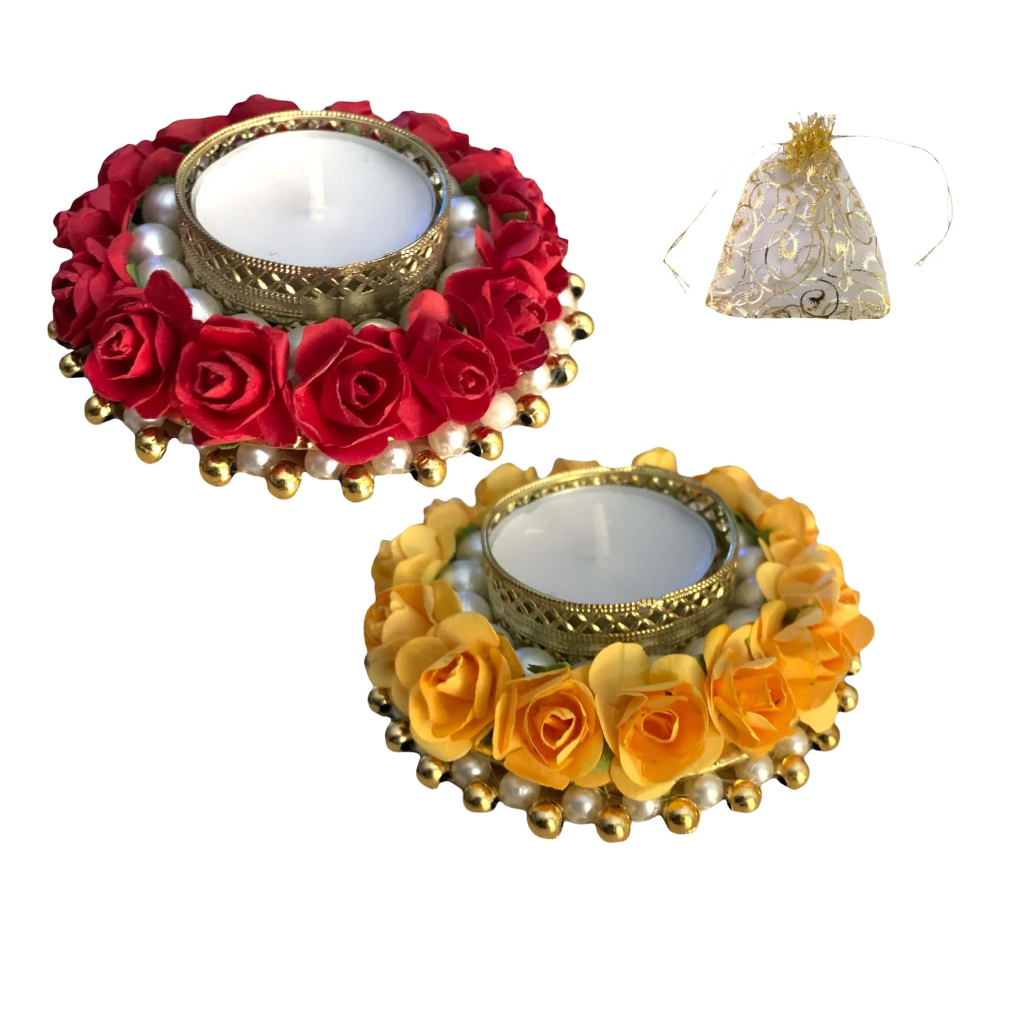 LoveNspire 2CT Rose Tealight Candle Holder - Elegant Floral T-Light Holder for Diwali, Christmas, Hanukkah, Thanksgiving - Perfect Housewarming Gift, Table Centerpiece, Home Decor - Ideal for Romantic Dinners, Wedding Decorations & Holiday Celebrations