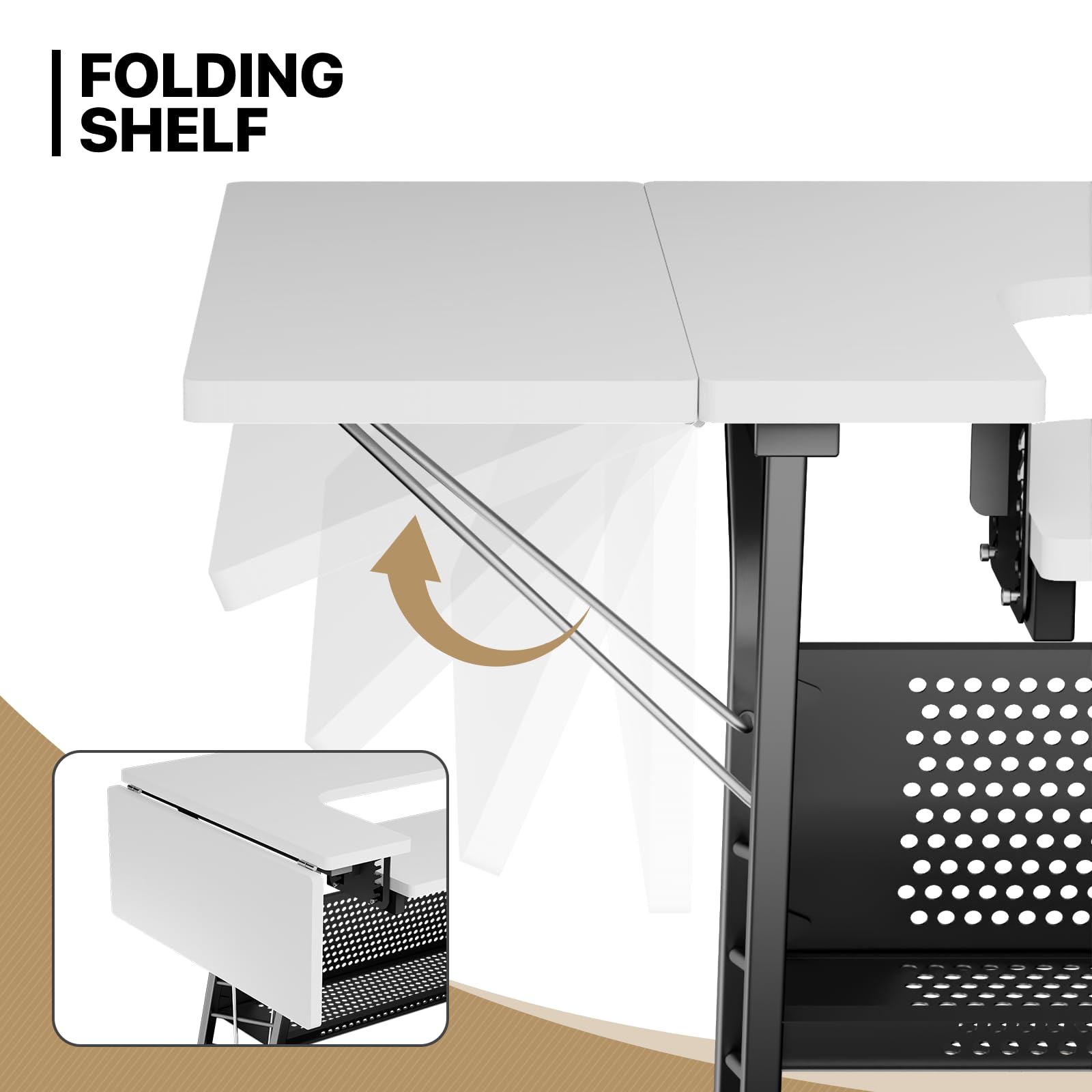 MoNiBloom 60 Inch Large Sewing Craft Table with Adjustable Shelf, Spacious Cutting Area & Storage Drawer - Sturdy Multi-Functional Sewing Machine Table & Computer Desk for Quilting, DIY Projects & Home Office Workspace