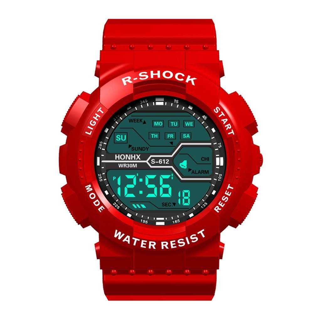 Men's Digital Sports Watch - Large LCD Display, Waterproof Rubber Strap, Stopwatch & Date Function - Perfect for Running, Gym & Outdoor Activities