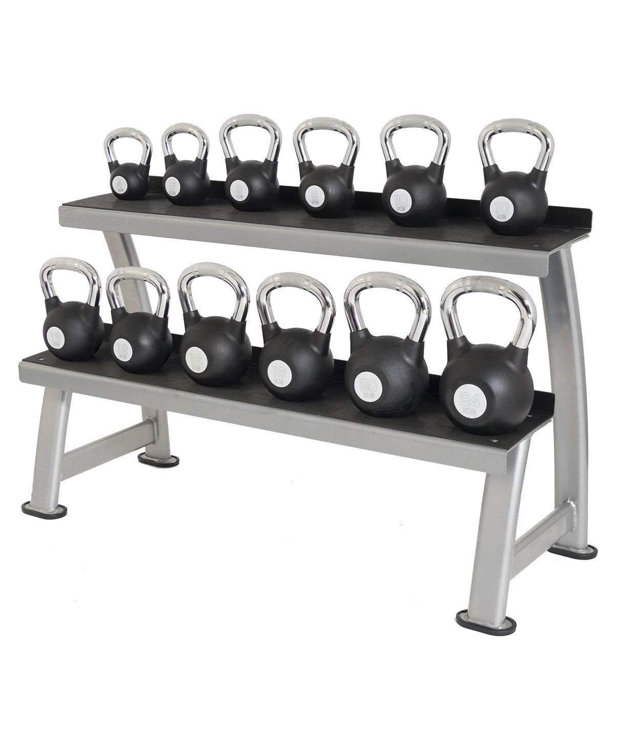 2-Tier Heavy Duty Kettlebell Rack - Wall Mounted & Free Standing Weight Storage Organizer for Home Gym, CrossFit, and Strength Training Equipment