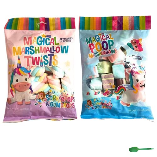 FSSTAM Unicorn Marshmallows Candy - Magical Marshmallow Twists & Poop Marshmallows 3.53oz (2 Pack) | Gourmet Snacks for Weddings, Valentine's Day & Party Favors | Fun Treats for Birthday Celebrations, Baby Showers & Holiday Gifts