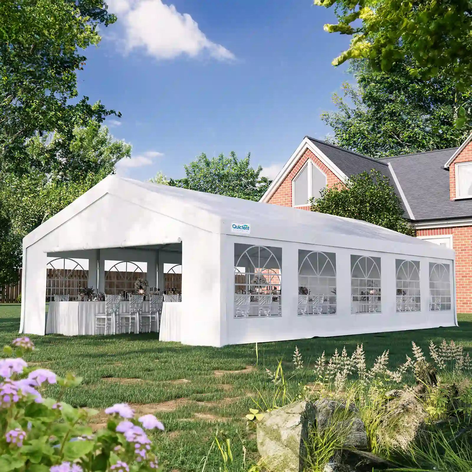 Quictent 20x30ft Large White Party Tent - Waterproof & Sturdy Outdoor Canopy for Weddings, Events, and Backyard Gatherings