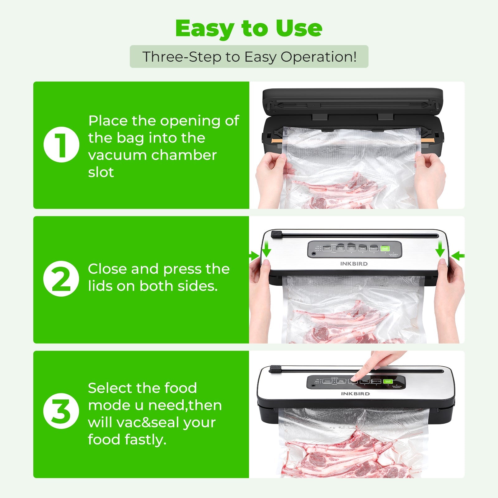 INK VS05 Vacuum Sealer Machine for Food Preservation | Compact & Powerful | Perfect for Meal Prep, Sous Vide, and Long-Term Food Storage