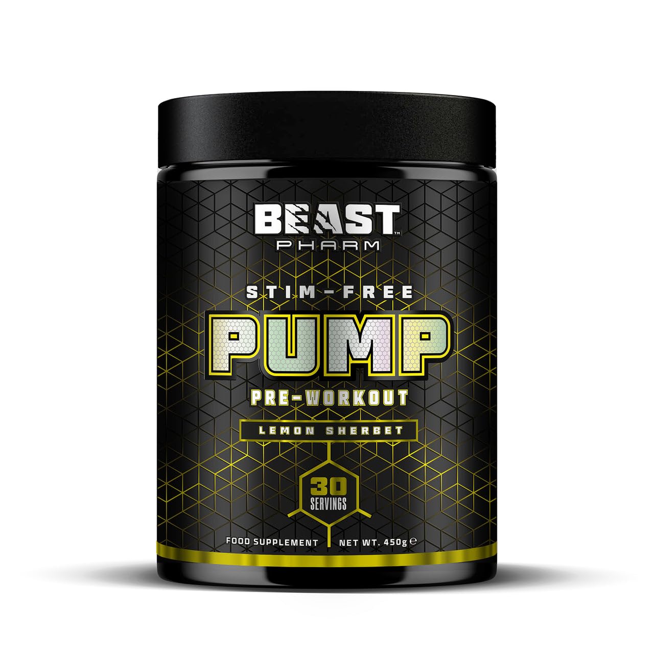 Beast Pharm STIM FREE PUMP Pre Workout Supplement - 450g Lemon Sherbet Flavor | Non-Stimulant Muscle Pump & Performance Enhancer for Gym, Bodybuilding & Fitness Training