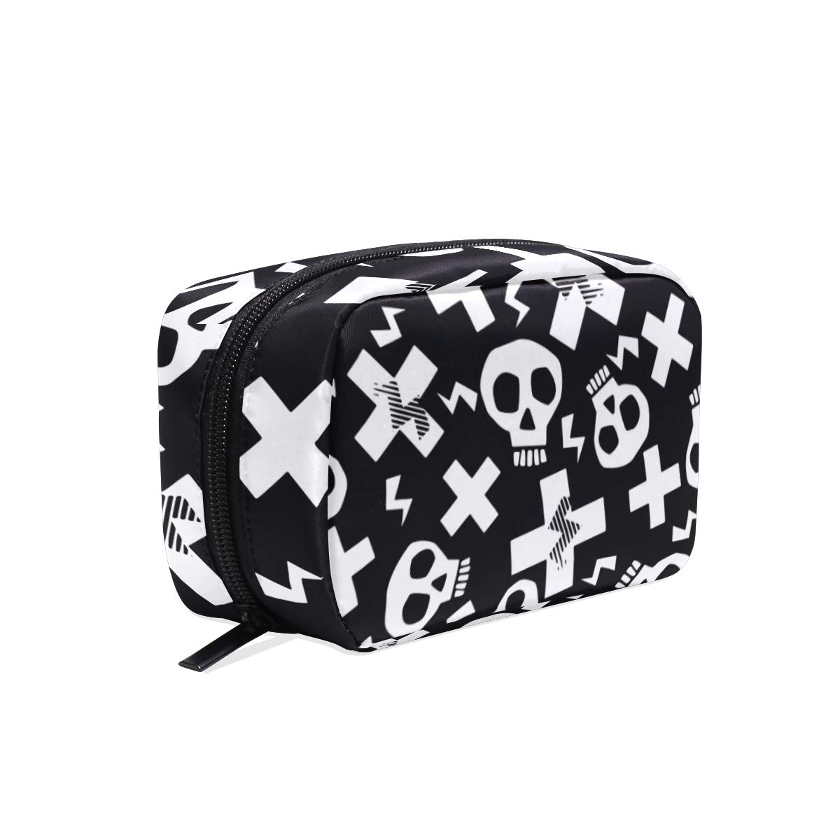Portable Skull Print Makeup Bag for Women & Girls - Travel Cosmetic Organizer Pouch (One Size) - Perfect for Travel, Gym, and Everyday Use