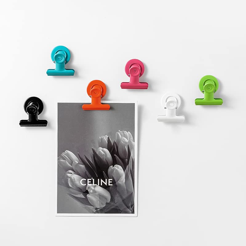 8PACK Round Magnetic Clips for Refrigerator, Whiteboard & Wall - Strong Metal Memo Note Holders for Photos, Pictures & Documents - Perfect for Office, Kitchen & Home Organization (Black)