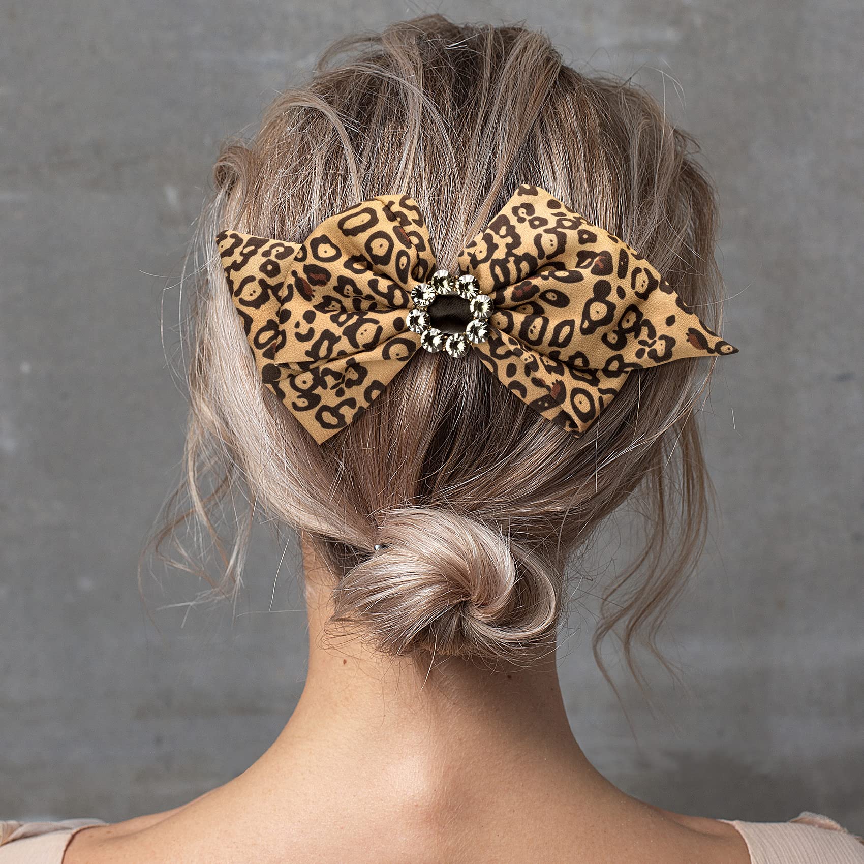 OIIKI 3PCS Large Rhinestone Leopard Hair Clips for Women & Girls - Brown Hair Barrettes for Christmas, Valentine's Day, Birthday Party - Perfect for Weddings, Prom, and Everyday Fashion Accessories
