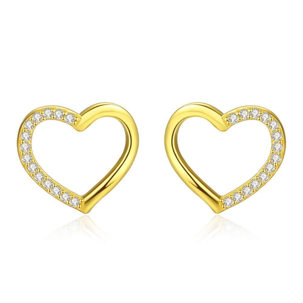 Sterling Silver 925 Heart Hoop Earrings for Women - Hollow Heart Design Dangle Stud Earrings Jewelry (1 Pair) - Perfect for Date Night, Parties & Gift Giving