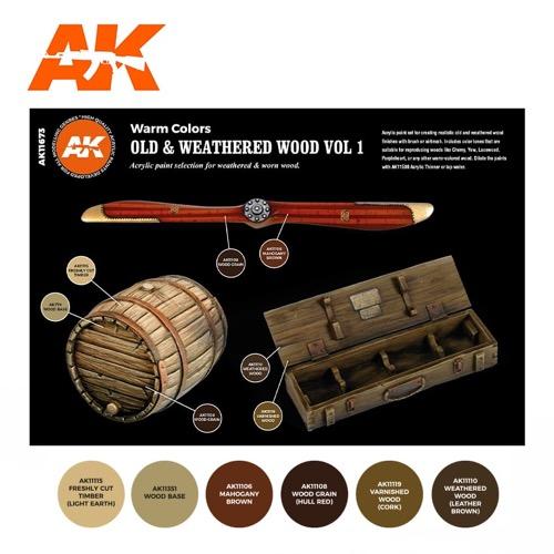 AK Interactive 11673 Old and Weathered Wood Volume 1 Acrylic 3rd Generation Paint Set - Premium Model Painting Kit for Miniatures, Dioramas & Scale Models