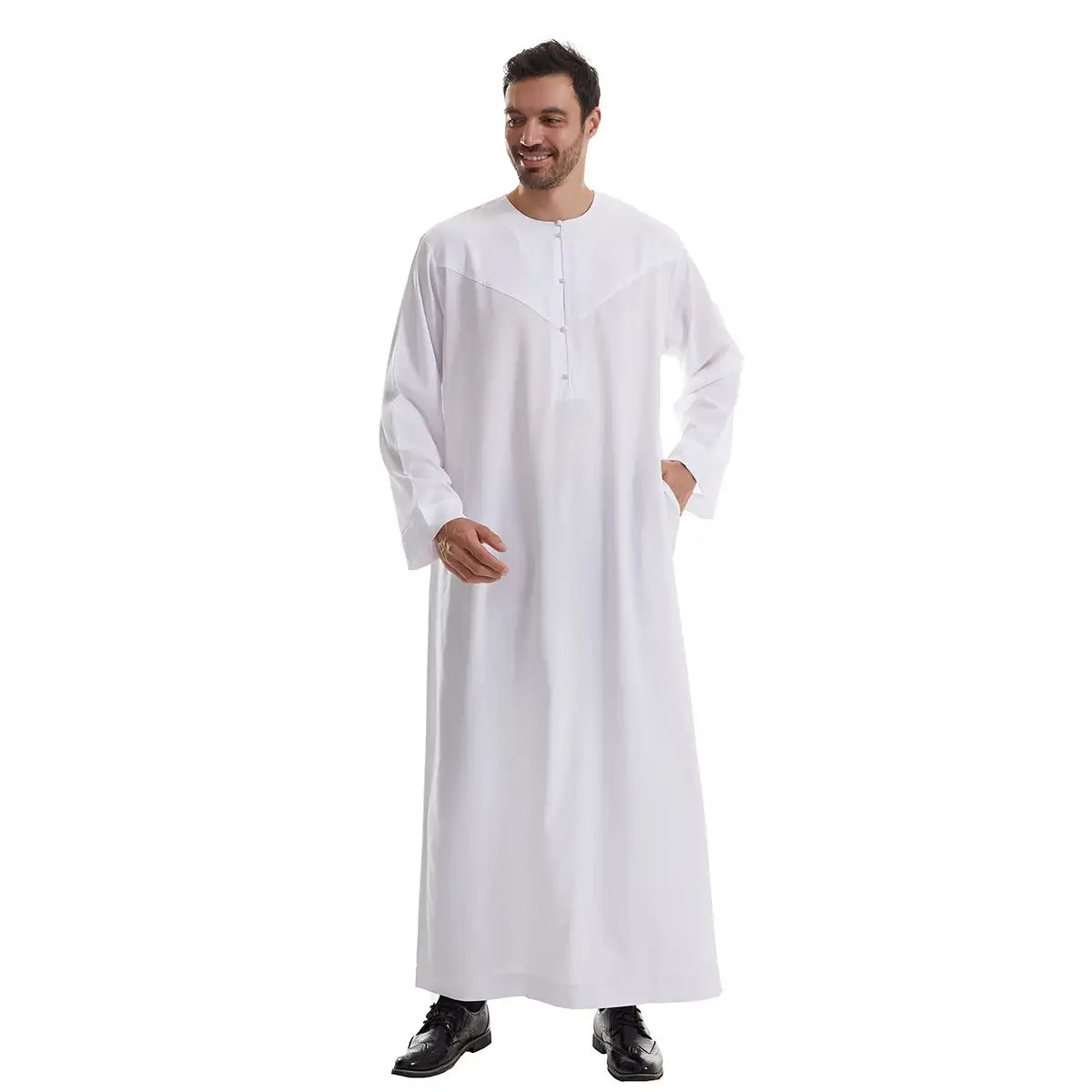 Premium Middle Eastern Arab Men's Thobe Thawb with Pocket - Traditional Islamic Robe for Daily Wear & Special Occasions