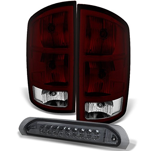 AKKON Dark Red Tail Lights + Smoked LED 3rd Brake Cargo Lamps for 2003-2006 Dodge Ram 1500/2500/3500 Truck - Upgrade Your Ride with Stylish & Durable Lighting for Night Driving & Enhanced Safety