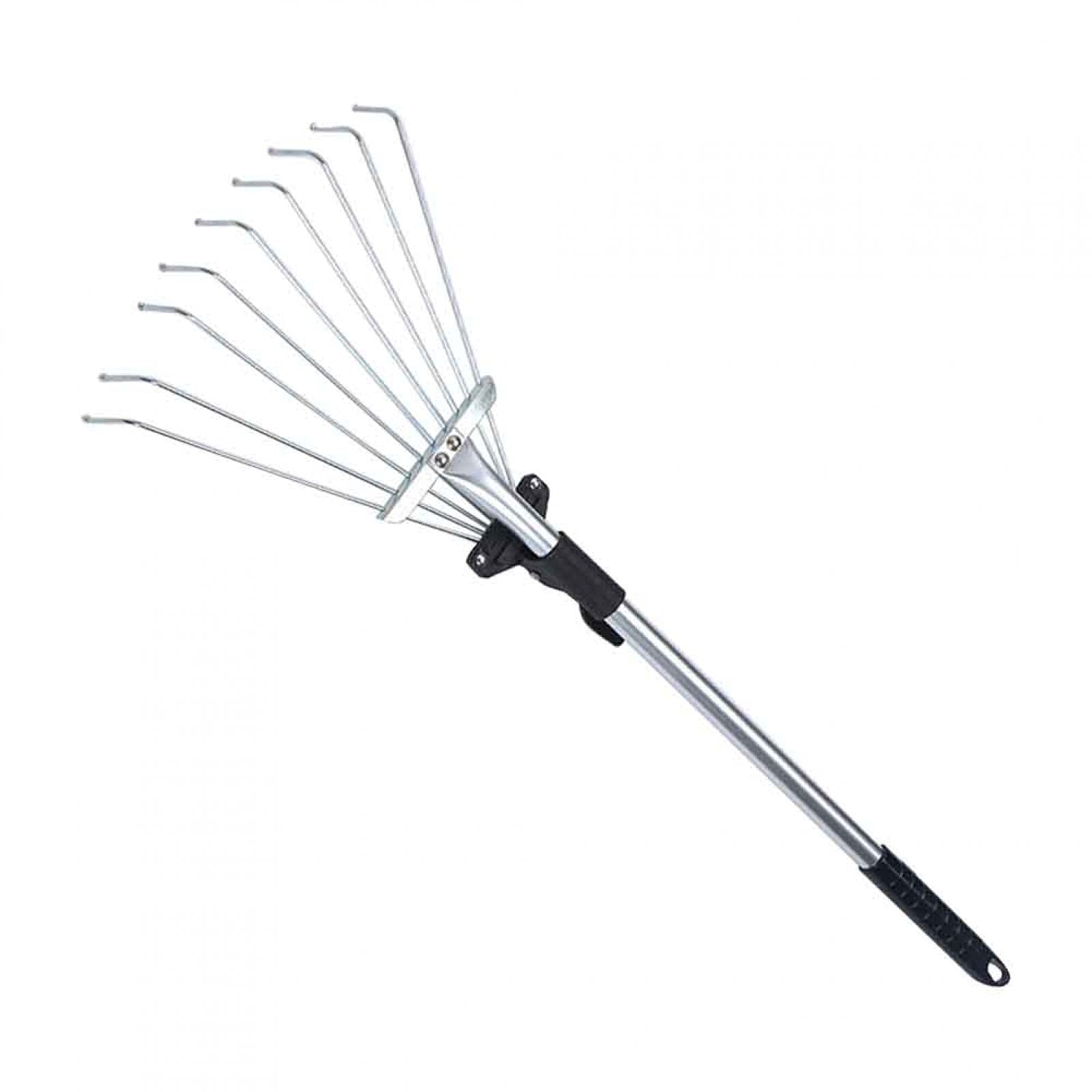 UXELY Adjustable Telescopic Garden Rake - Lightweight Lawn & Leaf Rake Tool for Quick Yard Cleaning (Black/Silver) | Perfect for Fall Leaf Collection, Lawn Maintenance & Garden Cleanup