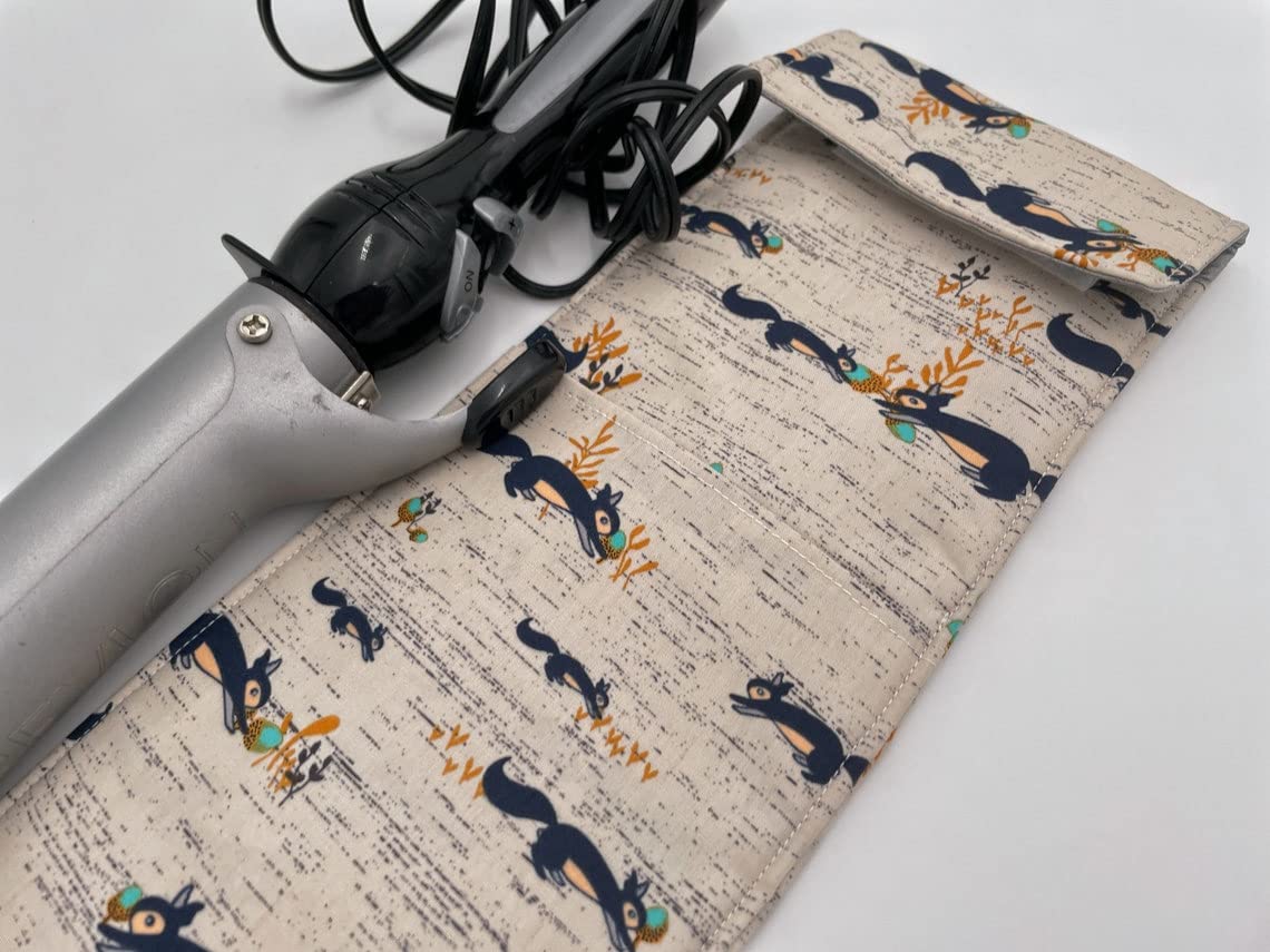 Heat Resistant Curling Iron Holder & Flat Iron Case - Squirrel Beige Organizer for Hair Styling Tools | Perfect for Travel, Salon & Home Use