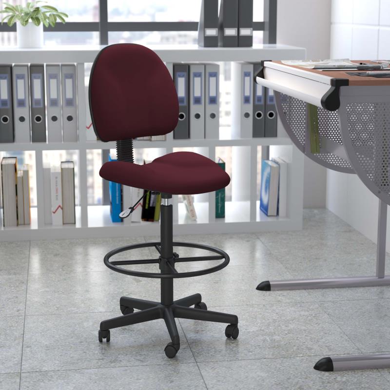FLASH Patterned Fabric Drafting Chair BT 659 - Adjustable Height Office Chair for Artists, Architects & Designers - Ergonomic Stool for Drafting Table, Studio & Workspace
