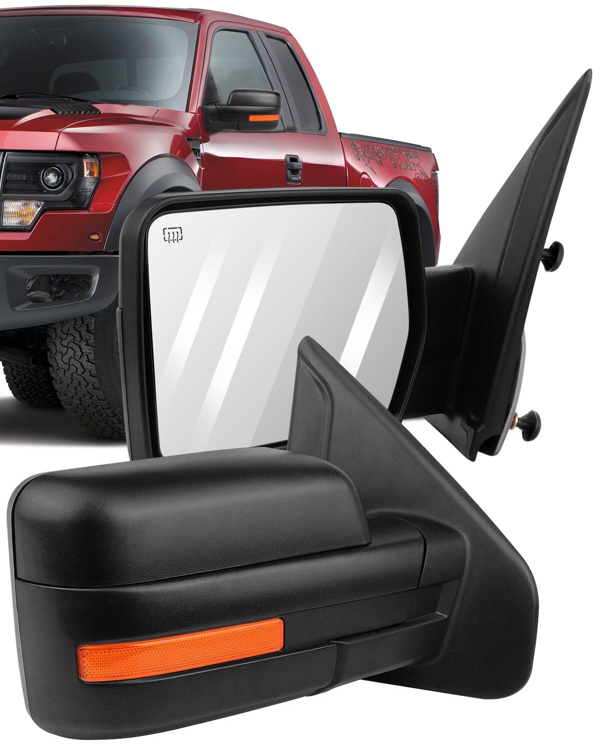ECCPP Power Heated Towing Mirrors for Ford F-150 (2004-2014) - ADP11643601S - Perfect for Enhanced Visibility & Safe Towing on Highways and Off-Road Adventures