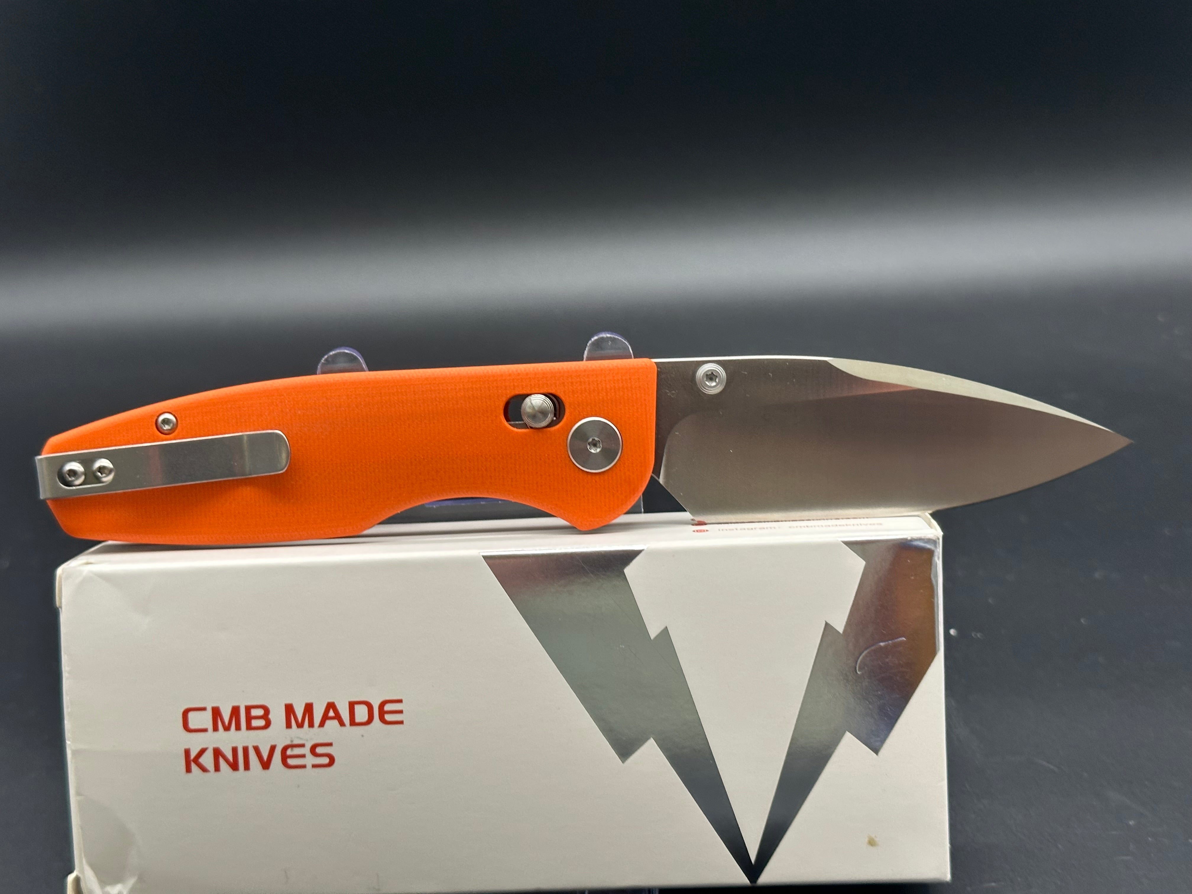 CMB Predator Orange G10 Folding Knife with D2 Steel Blade - Perfect for Outdoor Camping, Hunting, and Survival Adventures