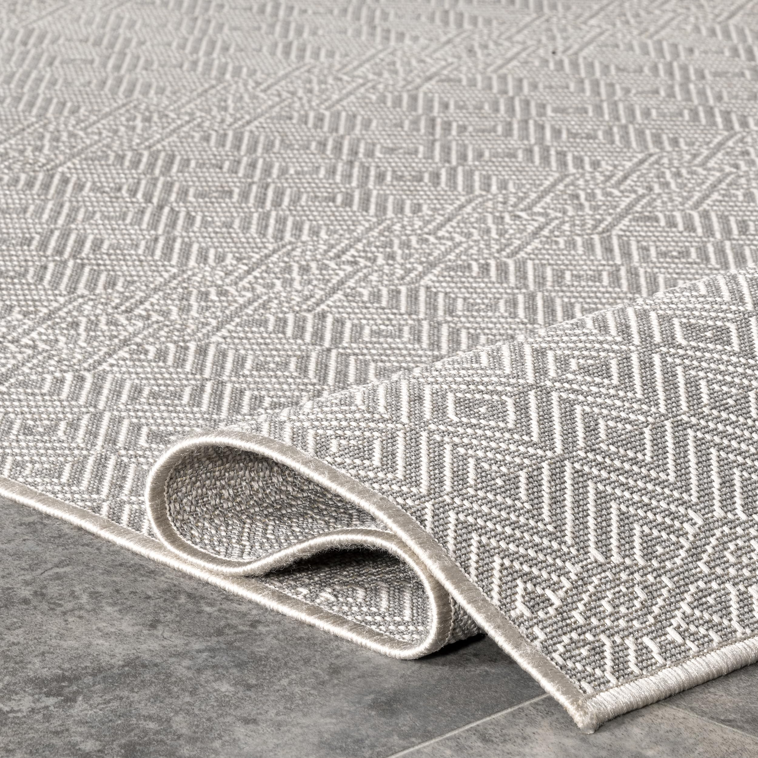 nuLOOM 8' x 10' Outdoor Performance Area Rug - Stain & Weather Resistant, High Traffic Patio & Balcony Rug in Paloma Grey - Perfect for Outdoor Entertaining, Poolside Lounging & Garden Decor