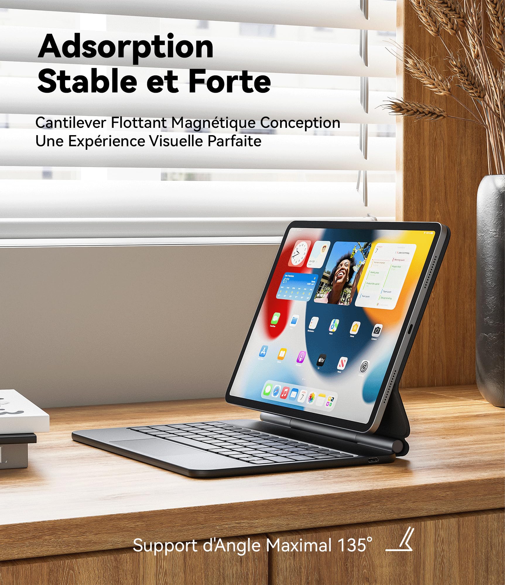 Earto Magnetic Floating Keyboard for iPad Air 11 (2024) & iPad Pro 11 - 7-Color Backlit Touchpad | Magic Style Design | Perfect for Work, Travel & Creative Projects (Black)