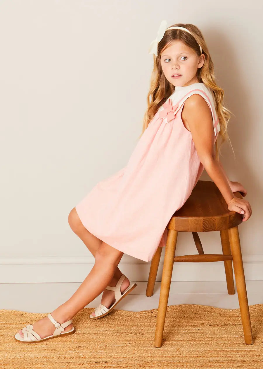 Peach Trapeze Dress for Girls - Flowy A-Line Summer Dress with Ruffles | Perfect for Parties, Weddings & Special Occasions