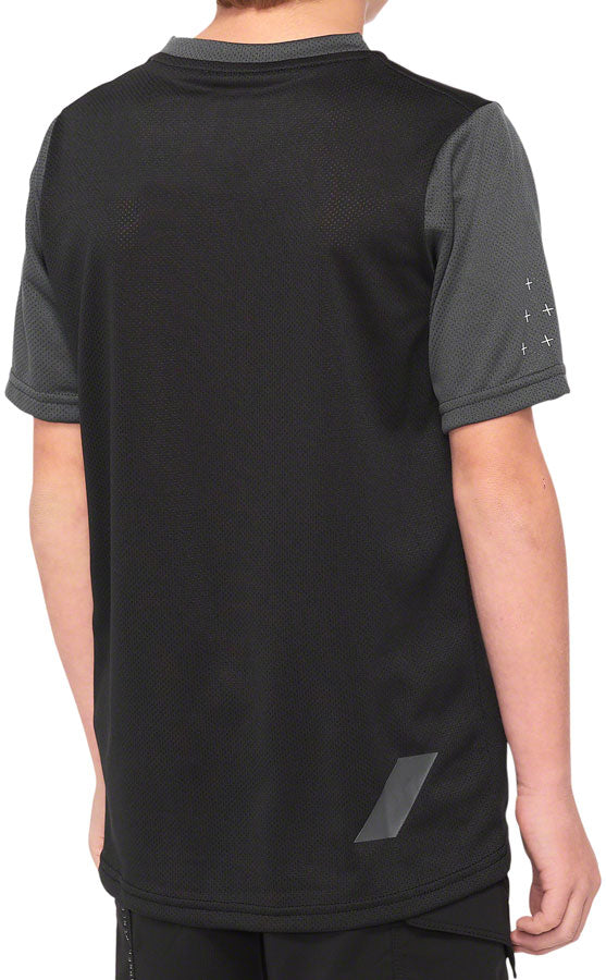 **Ridecamp Jersey - 100% Cotton Short Sleeve Youth T-Shirt, Black/Charcoal, Size X-Large - Perfect for Cycling, Camping & Outdoor Adventures**