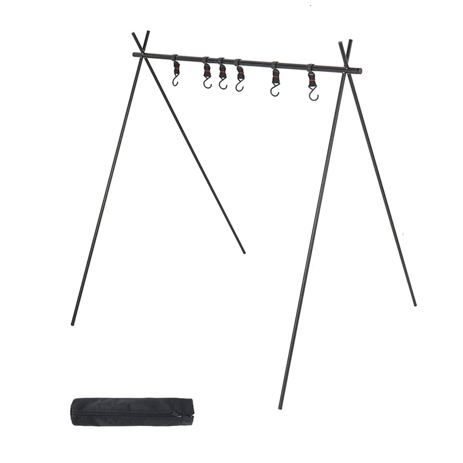 Outdoor Camping Hanging Rack - Foldable Triangle Shelf with Hooks | Multifunctional Cookware Organizer for Backpacking, Hiking & Picnics (Large Size)
