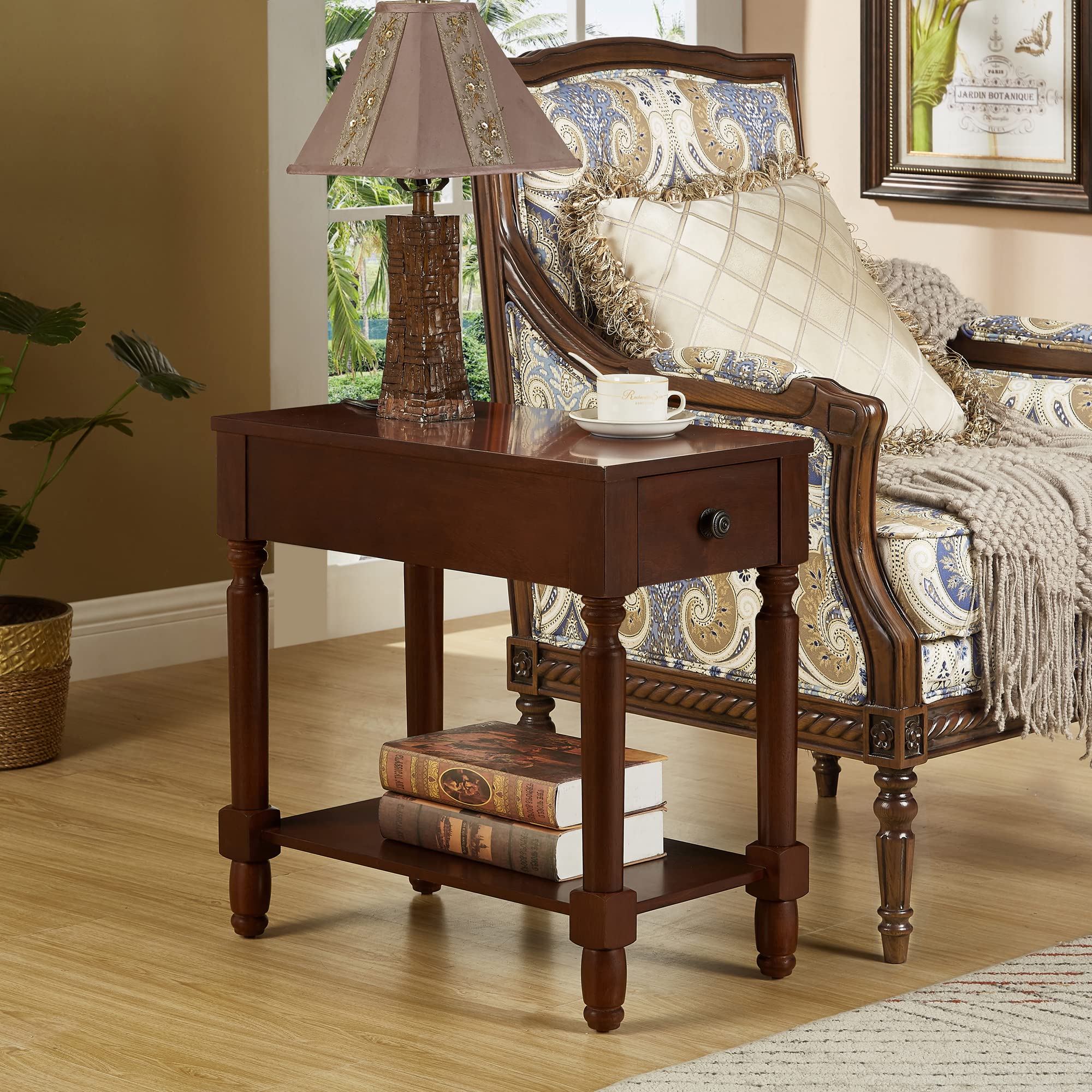 Dark Brown Ball & Cast Wood End Tables - 13