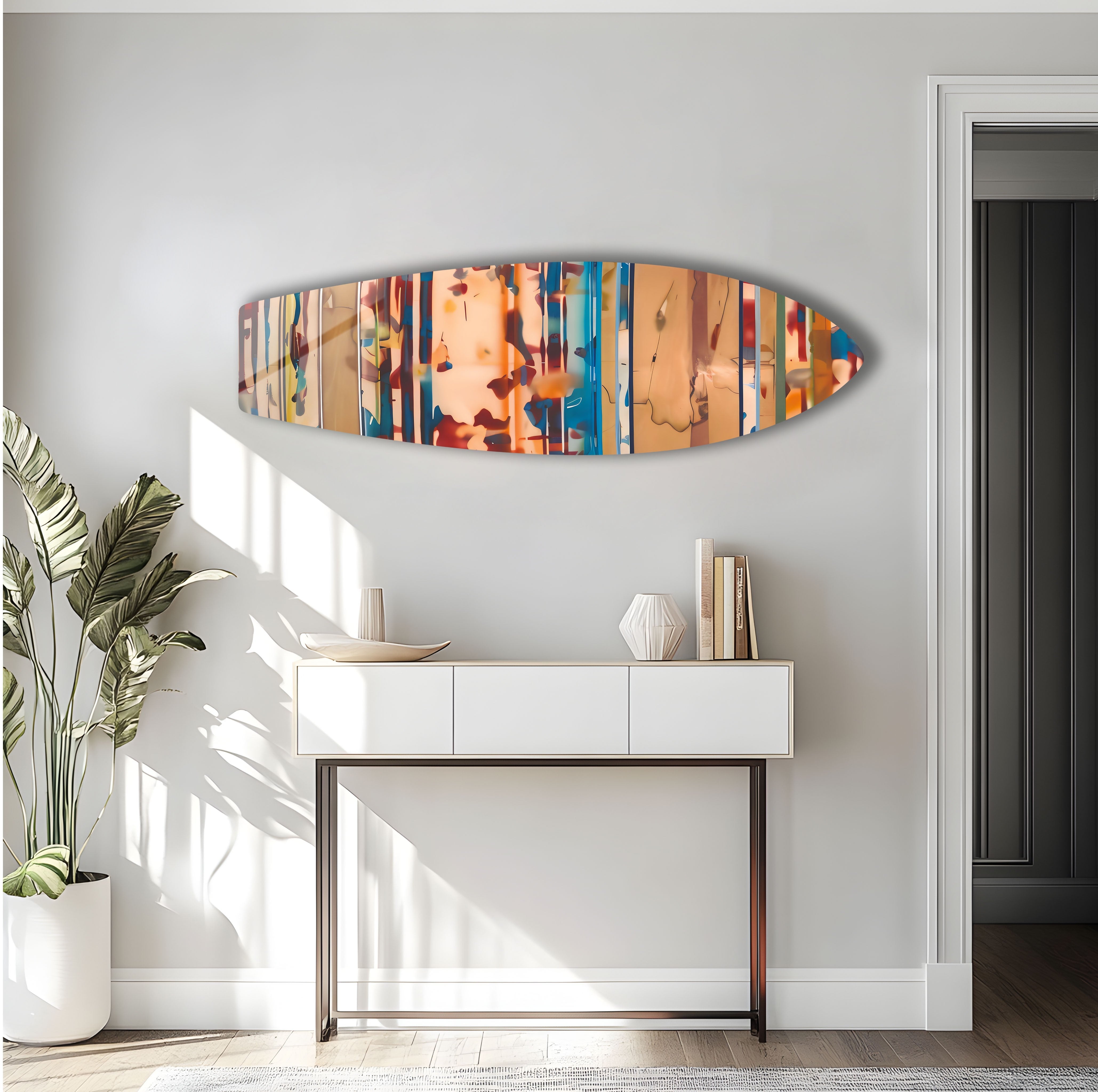 Stylish Beige Surfboard Wall Art Decor - Coastal & Beach Themed Home Decor for Living Room, Bedroom, or Office