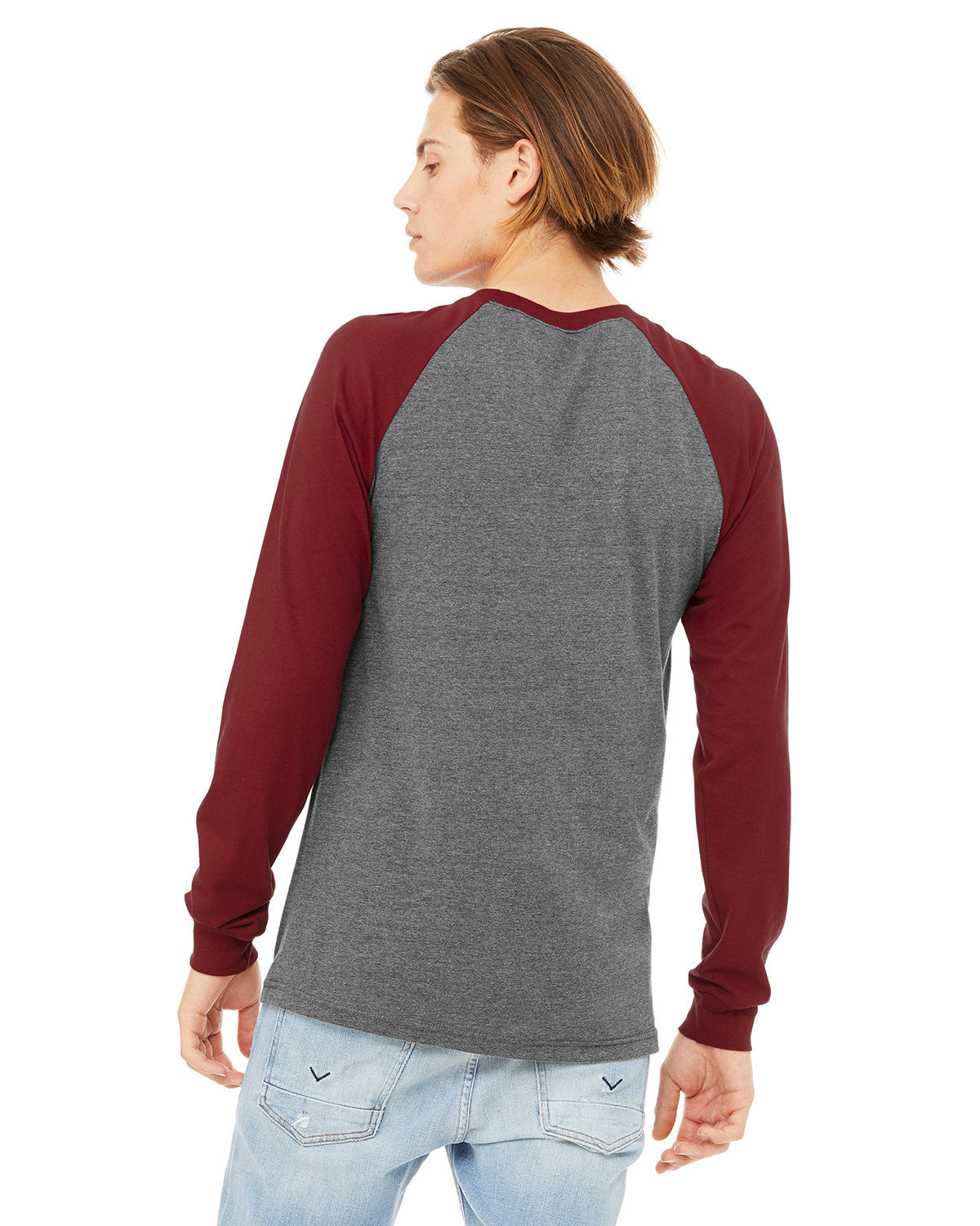Bella + Canvas 3000C Men's Jersey Long Sleeve Baseball T-Shirt - Soft Cotton Crewneck Tee for Casual Wear, Sports & Team Uniforms