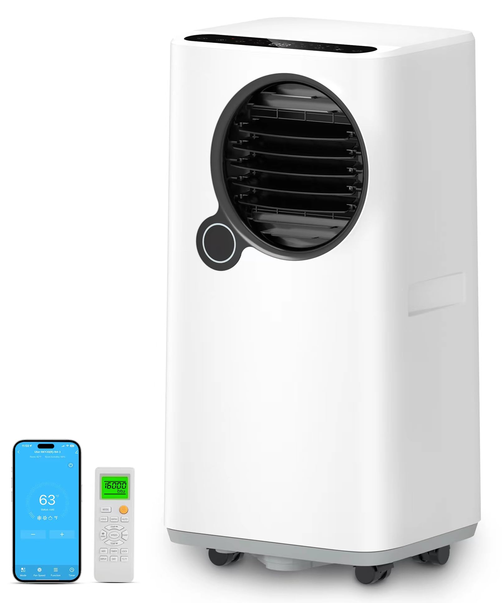 16000 BTU Portable Air Conditioner with Cooling, Dehumidifier, Fan & Heater - Includes Window Kit & 24H Timer for Home, Office & Bedroom Use
