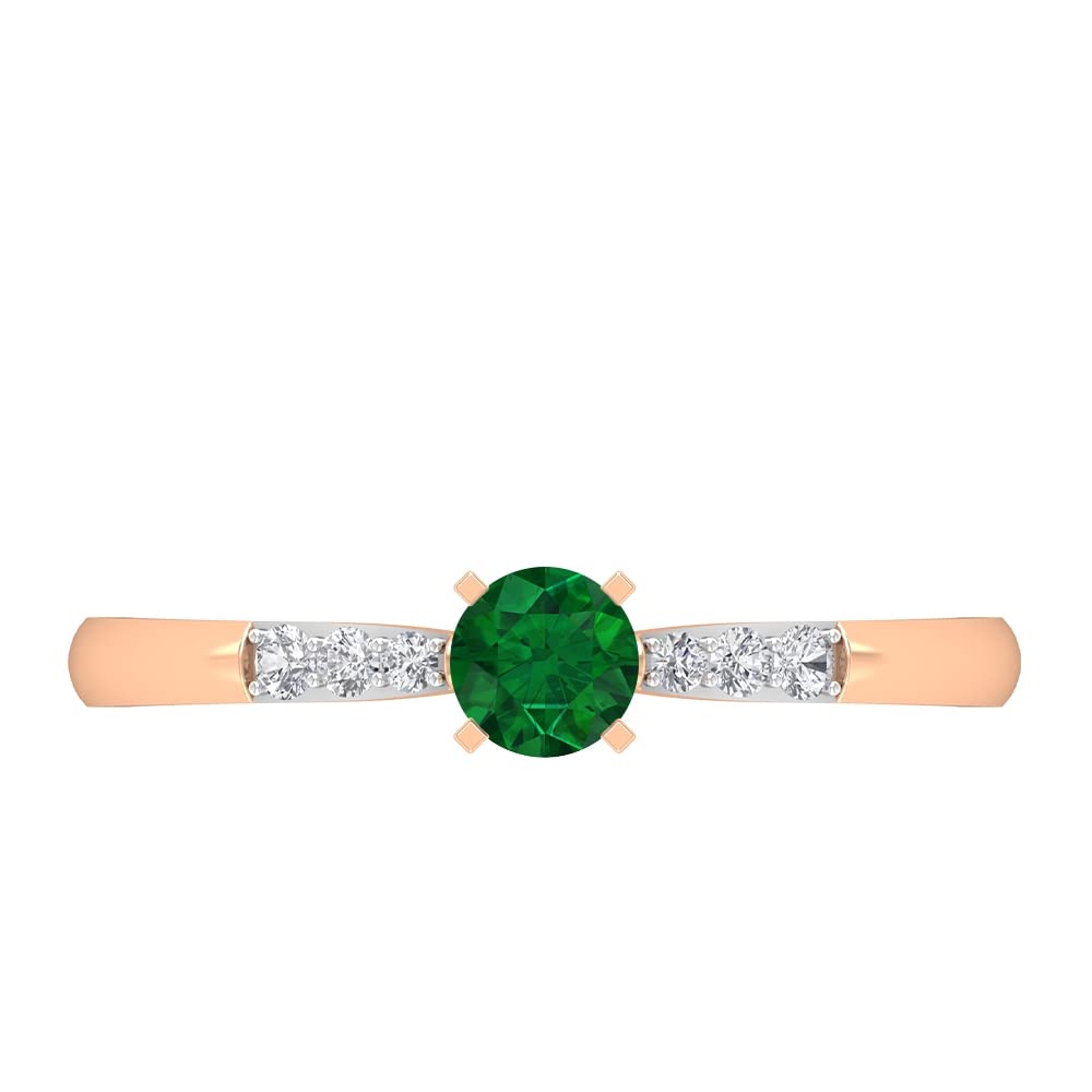 1/2 CT Lab-Created Emerald & Diamond Promise Ring for Women - 14K Solid Gold Engagement Ring - Perfect for Anniversaries, Proposals & Special Occasions