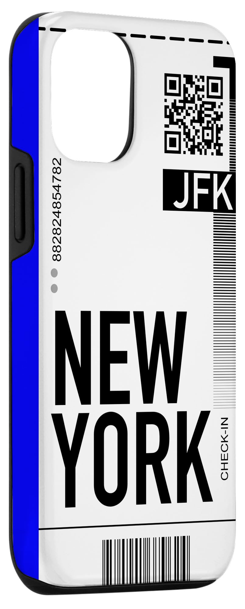 iPhone 12/12 Pro New York Skyline Phone Case - Boarding Pass Design with Airplane & Cityscape - Perfect for Travel Enthusiasts & NYC Lovers