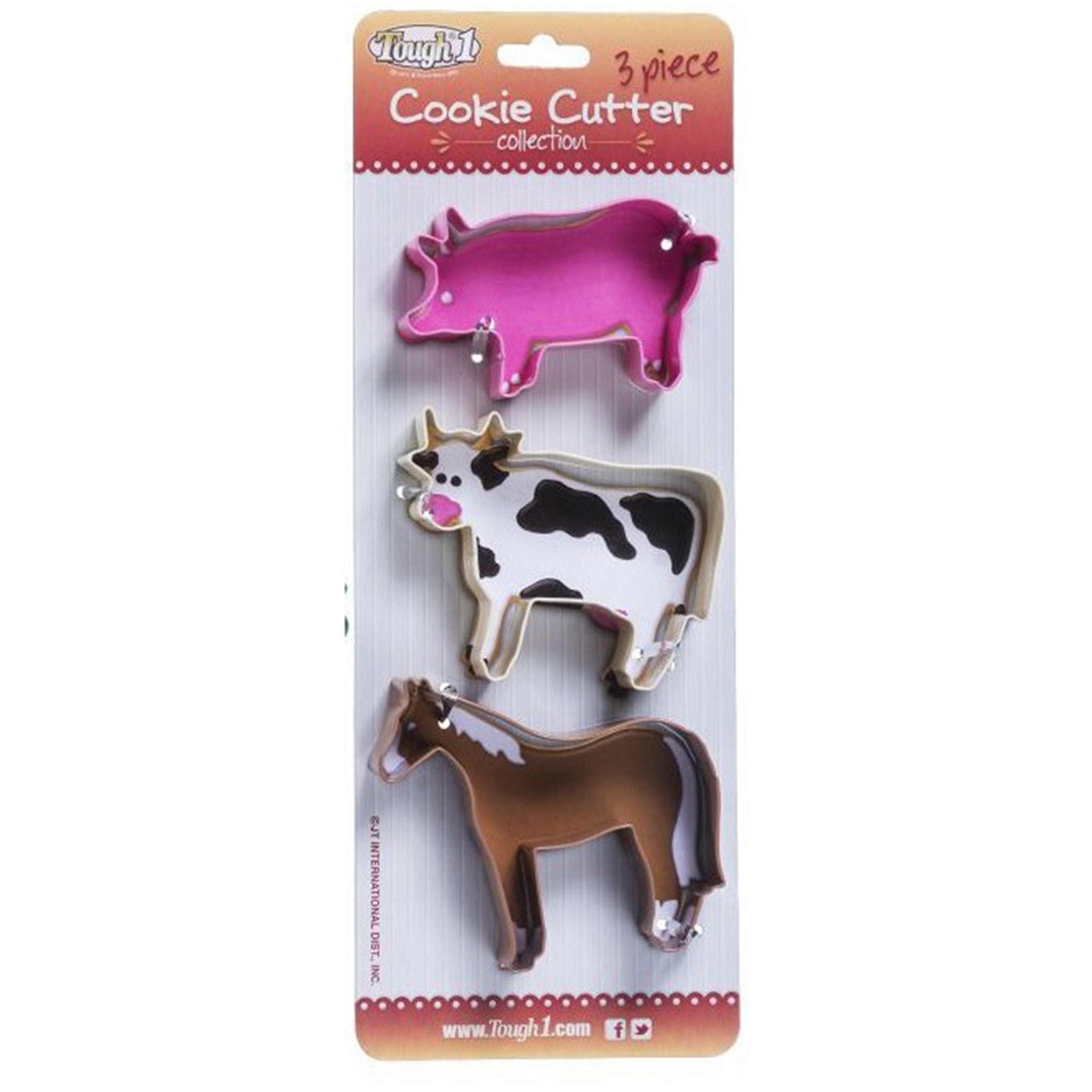 3 Piece Farm Animal Cookie Cutter Set - Cow, Pig, Sheep Shapes - Perfect for Baking, DIY Crafts, and Kids' Birthday Parties