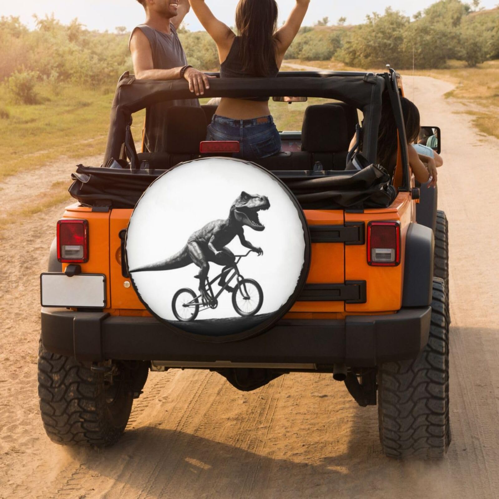 Dinosaur Moon Spare Tire Cover - 15 Inch Dust-Proof Wheel Protector for Trailers, RVs, SUVs & Vehicles | Outdoor Camping & Road Trip Accessory