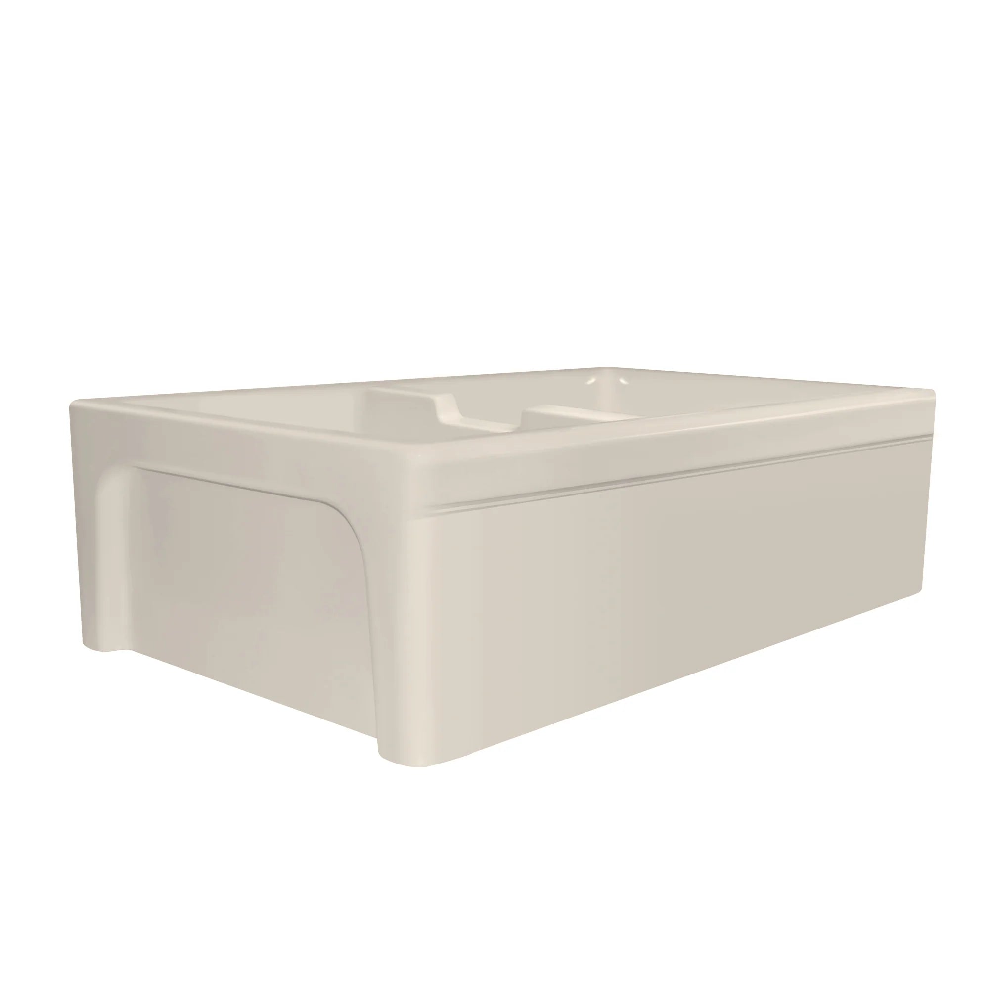 Glencove Fireclay 42-Inch Large Double Bowl Reversible Farmhouse Kitchen Sink with Beveled Front Apron - Perfect for Modern Farmhouse, Rustic, and Traditional Kitchen Designs