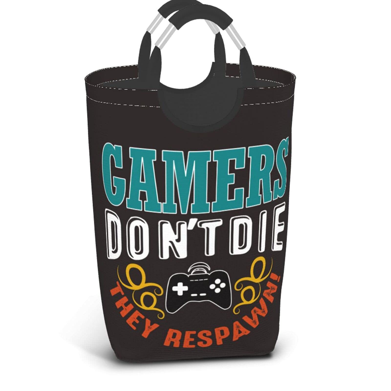 Gaming-Themed Laundry Basket with Handles - Foldable Clothes Hamper & Storage Organizer for Gamers | Perfect for Bedroom, Bathroom, Dorm & Game Room Organization | Great for Dirty Clothes, Toys & Accessories