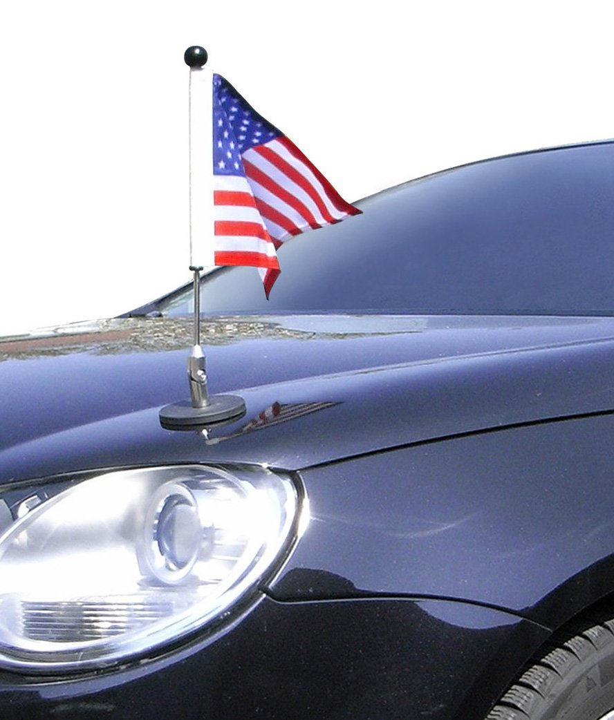 USA Magnetic Car Flag Pole Diplomat-1 - Strong Hold for American Flags on Vehicles, Perfect for Patriotic Events, Parades & Road Trips