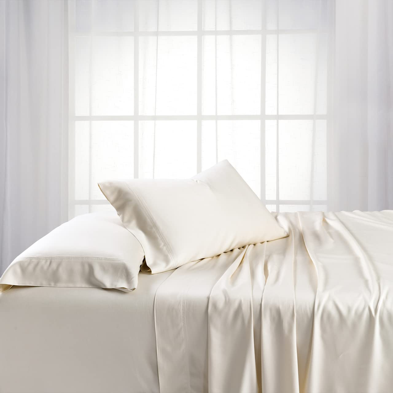 Royal Hotel Luxury Bamboo Viscose Pillowcases Set - 600 Thread Count, Silky Soft & Breathable - 2PC King Size Pillow Cases in Ivory - Perfect for Home, Hotel, and Spa Relaxation